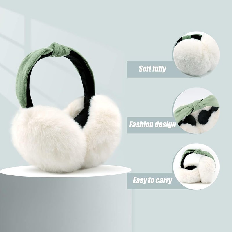 FSTEOE Women Winter Ear Muffs Foldable Girl Ear Warmer Fashion Furry Earmuff Soft Ear Cover Cold Weather - Image 2